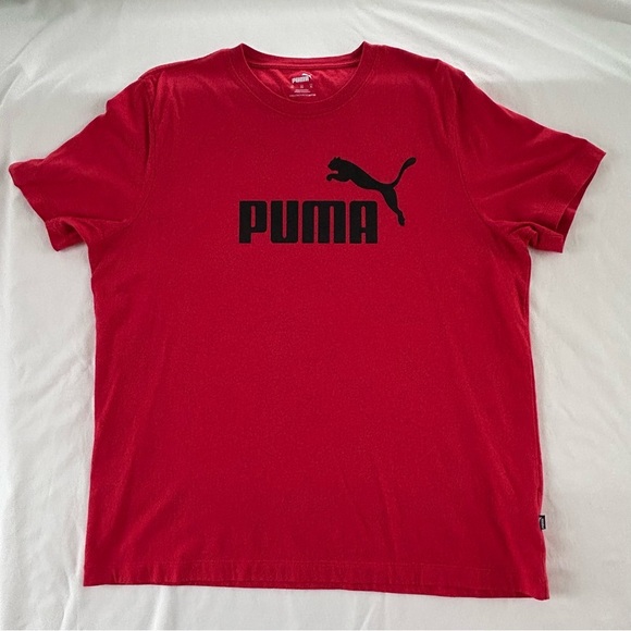 PUMA Red T-Shirt Black Lettering Size XL - Picture 1 of 7
